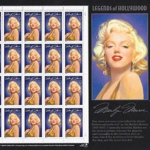 US Marilyn Monroe Legends of Hollywood 32c 20 per Sheet Scott #2967